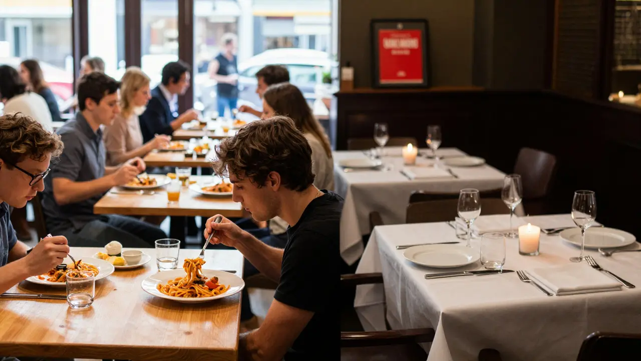 Split view of casual family dining versus formal fine dining table